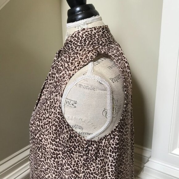 Joie Estero Leopard Print Blouse Top Shirt Womens XS Brown Black Sleeveless Silk - Picture 9 of 11